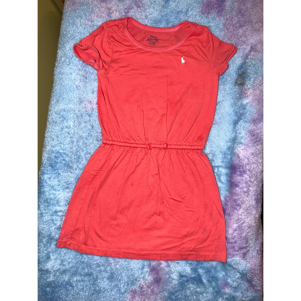 Polo Ralph Lauren Kids Coral Pink Short Sleeve Jersey Dress Size 6X/6 Extra